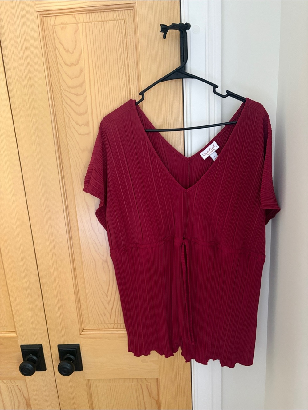 Isabel Maternity by Ingrid & Isabel Burgundy Pleated V-Neck Maternity Tunic